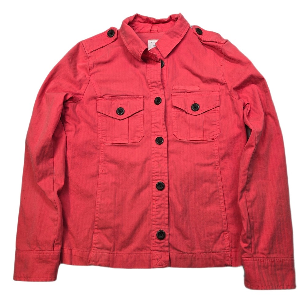 Gap Utility Jacket Women Small Coral Button Front‎ Pockets Trucker Cotton